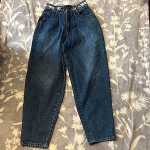 Vintage NO! JEANS Beaded & High Waist Blue Jeans Sz 6 Waist Tall/Long Baggy